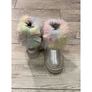 Weestep Girls Rainbow Warm Fur Winter Ankle Flat Snow Boot Size 5